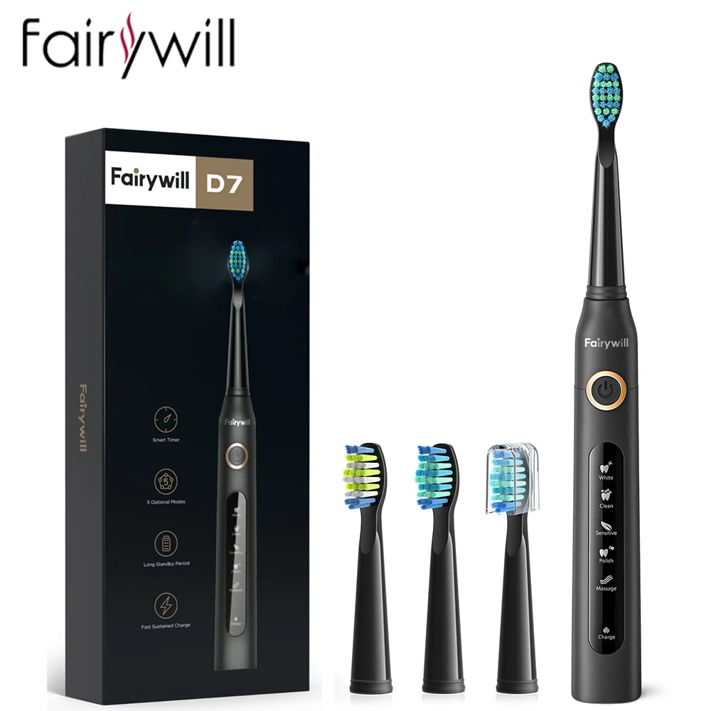 Fairywill FW507 Electric Sonic Toothbrush USB Rechargeable