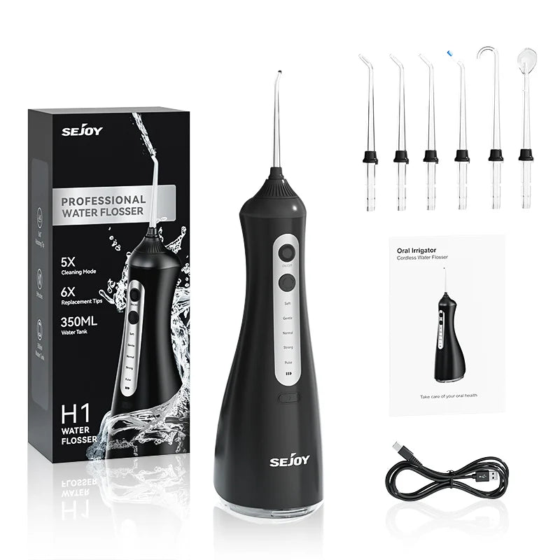 Sejoy Electric Oral Irrigator IPX7 Cordless Water Flosser With 6 Modes