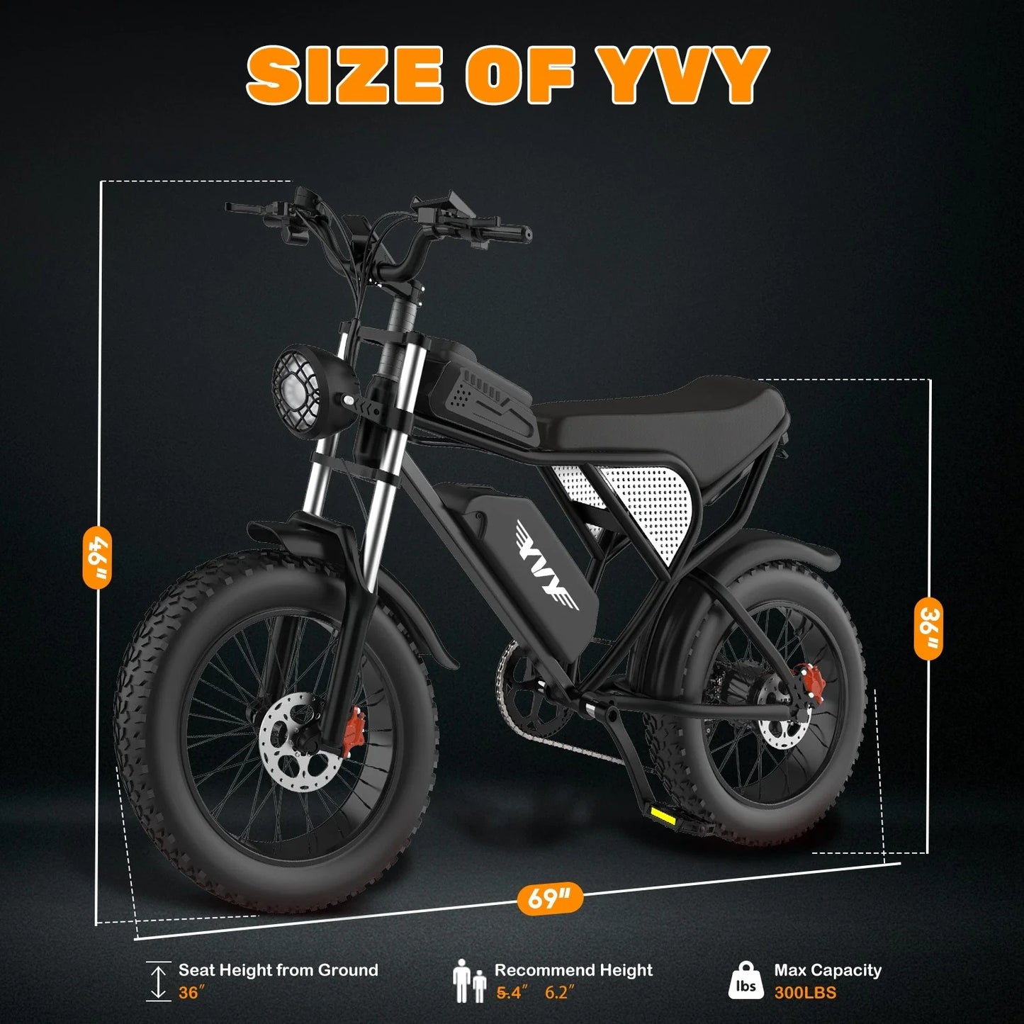 YVY 1500W Fat Tire Electric Bike 33MPH 48V Removable Battery