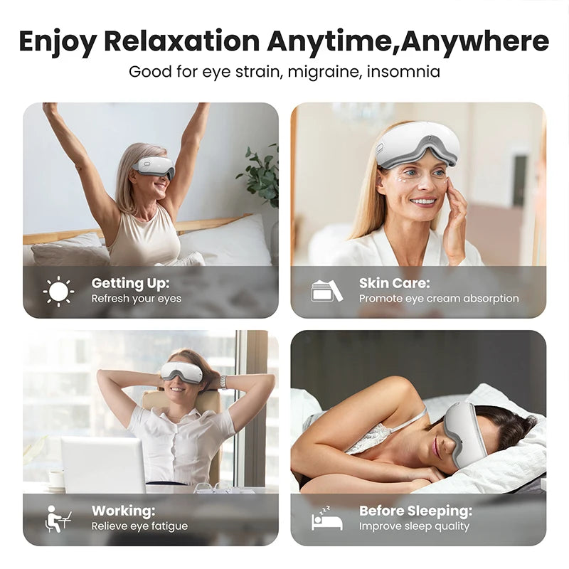 Eye Massager With Heat And Bluetooth For Migraine Relief Sleep