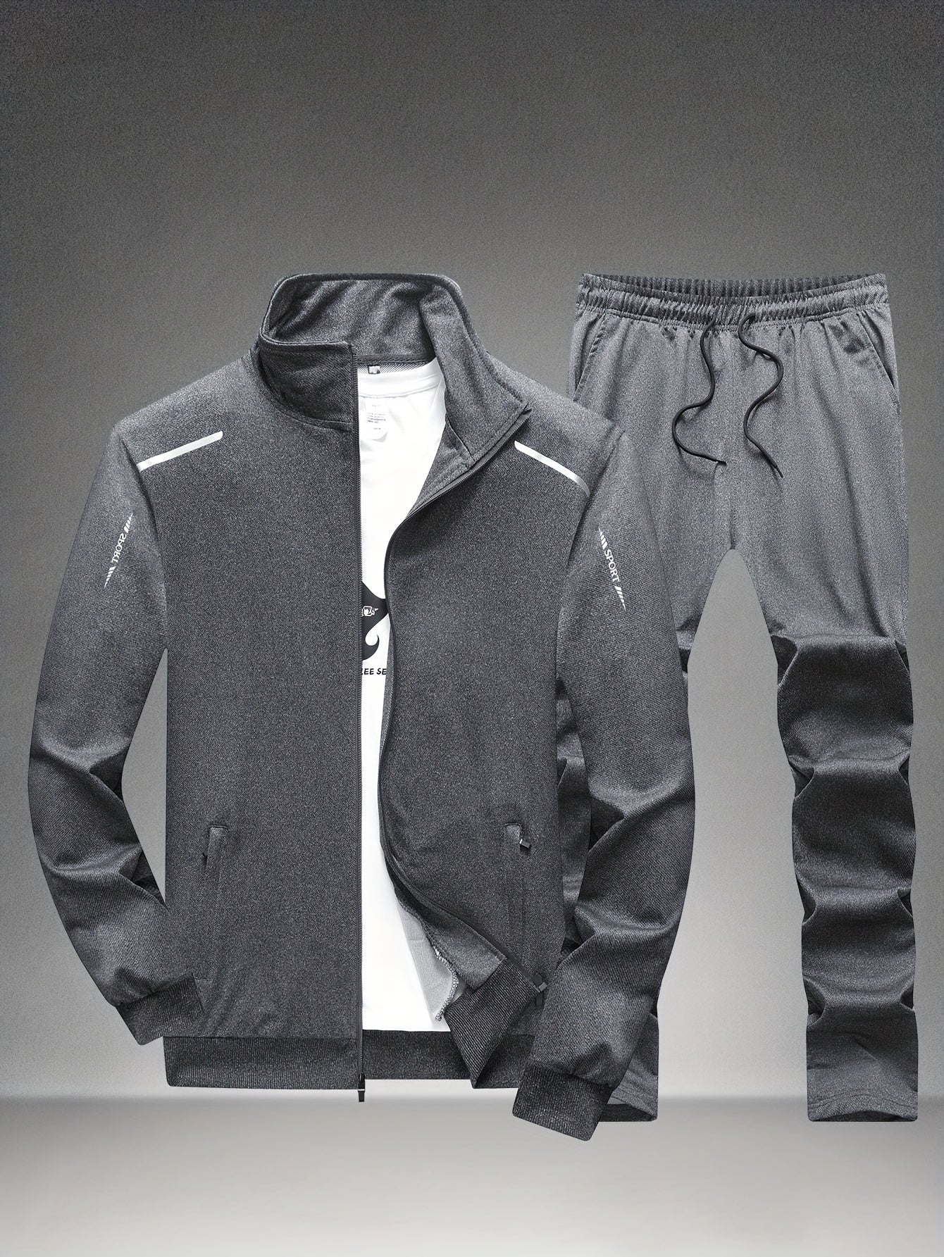 Men's Zip Up Jacket and Sweatpants Set for Spring Autumn