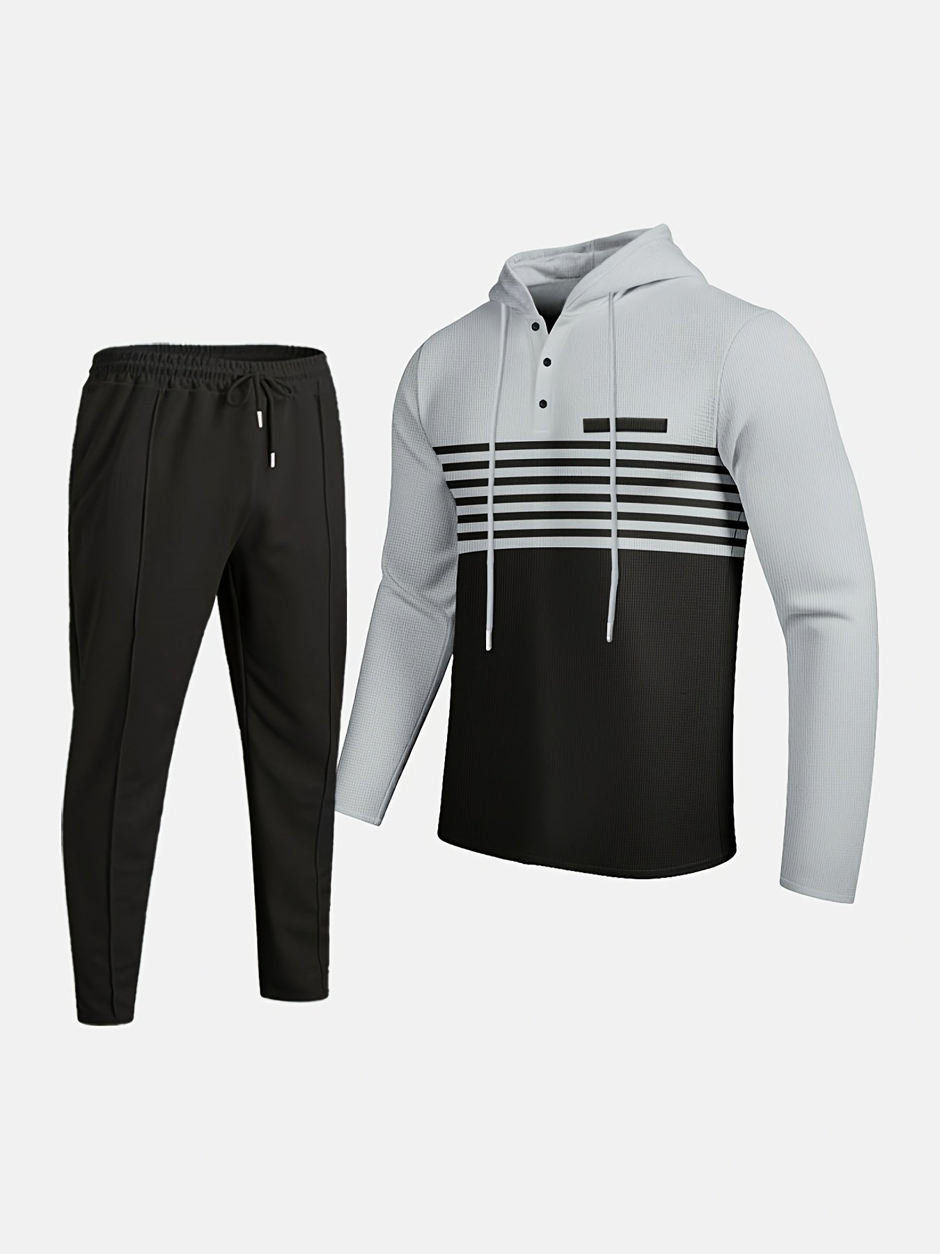 Men's Casual Color Block Hoodie And Long Pants Set