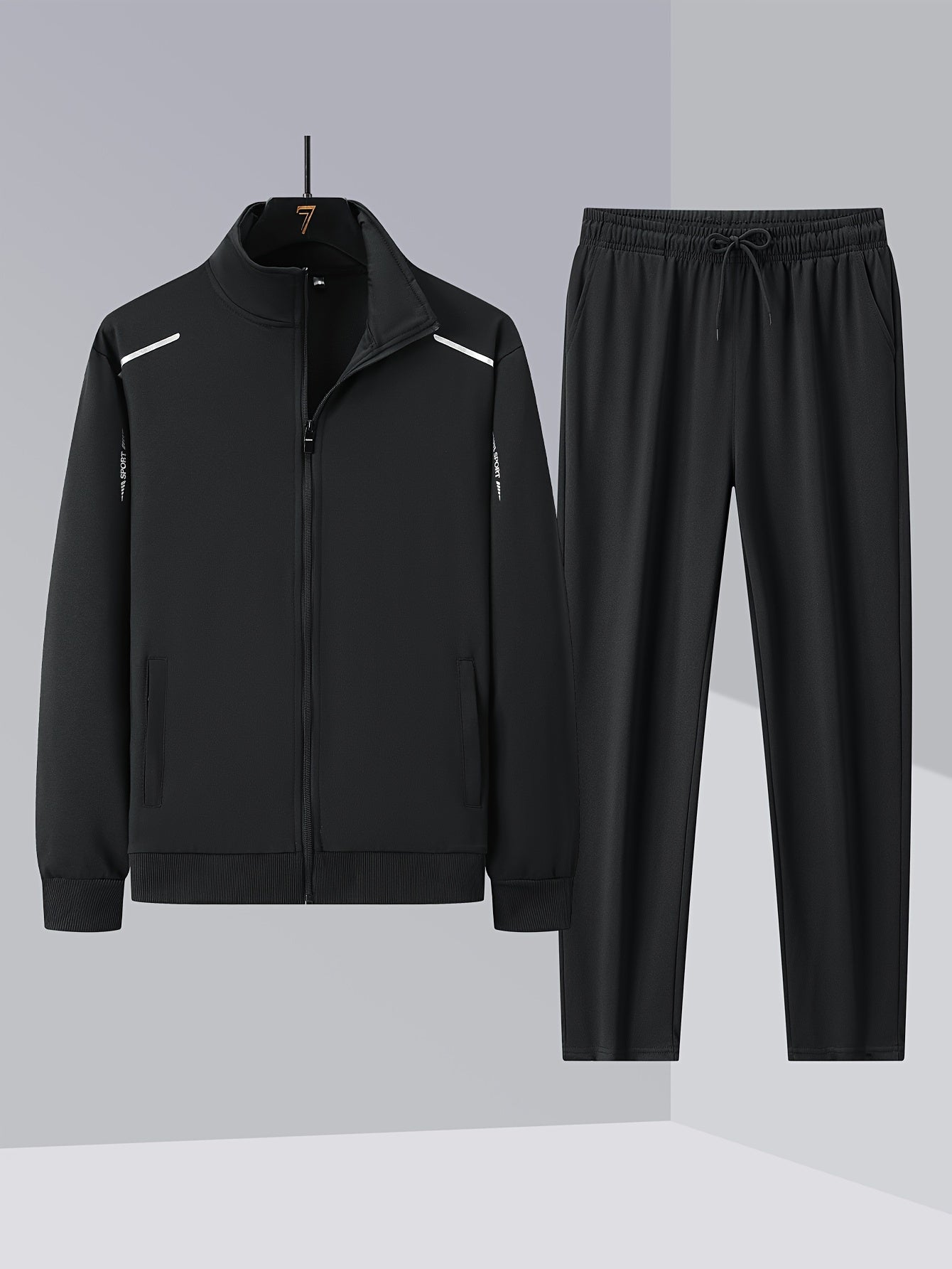 Men's Zip Up Jacket and Sweatpants Set for Spring Autumn