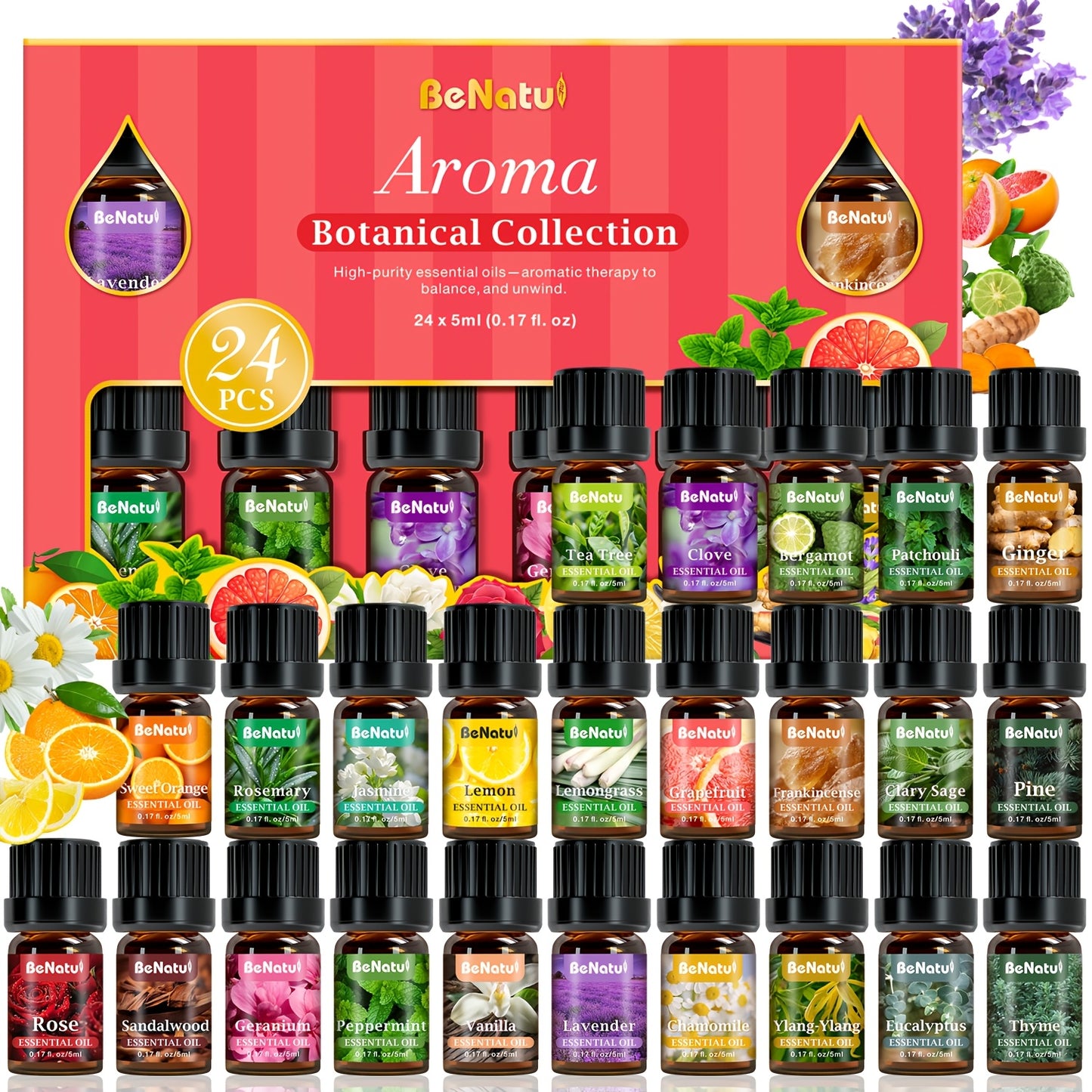 BENATU 24-Piece Essential Oil Set For Diffusers And Candles