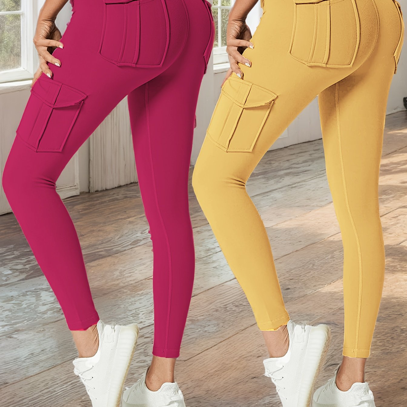 JEGGE High Waisted Yoga Leggings Set With Pockets For Running