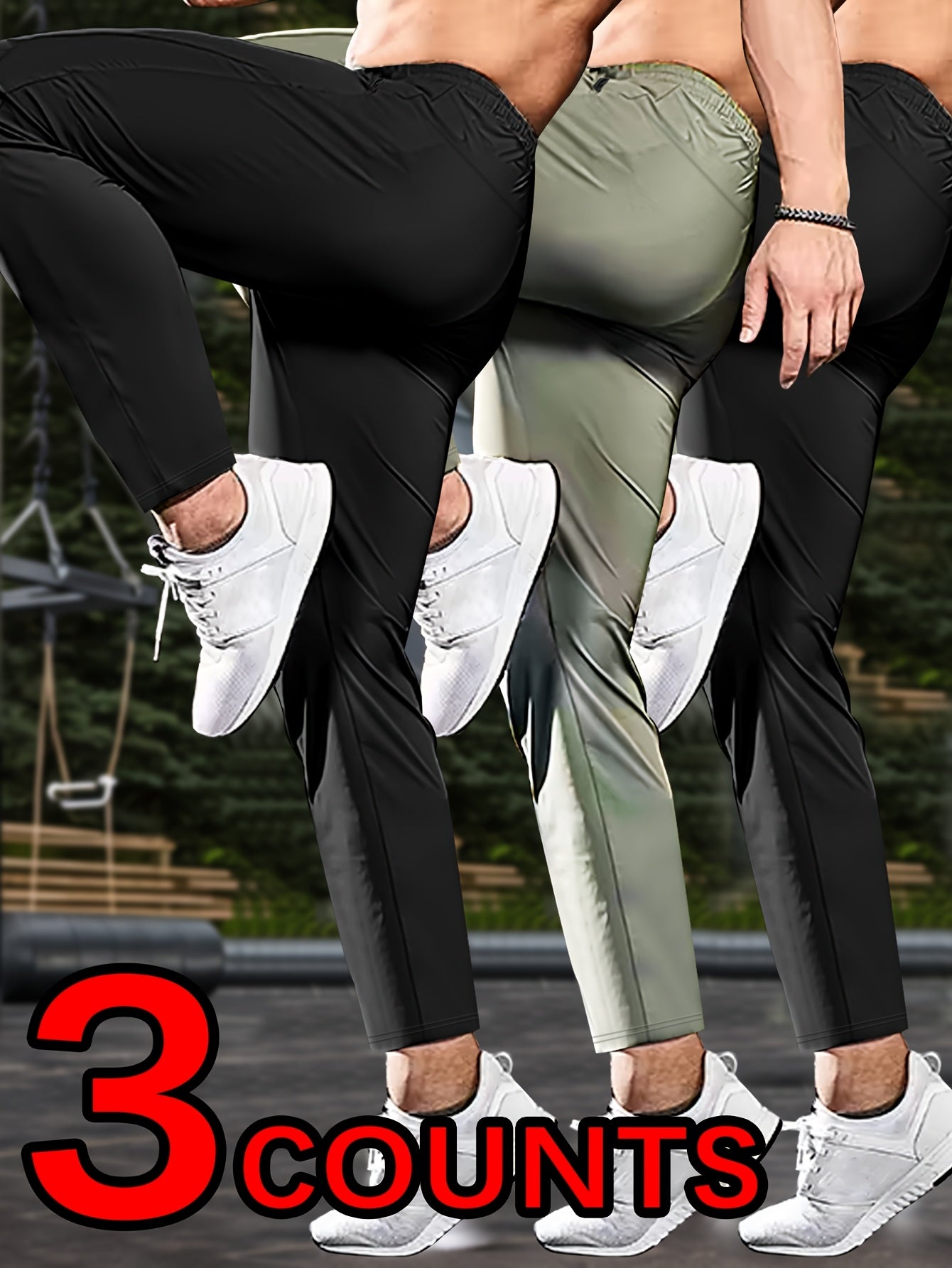 HIDKAT Men Set Breathable Stretch Pants With Zippered Pockets