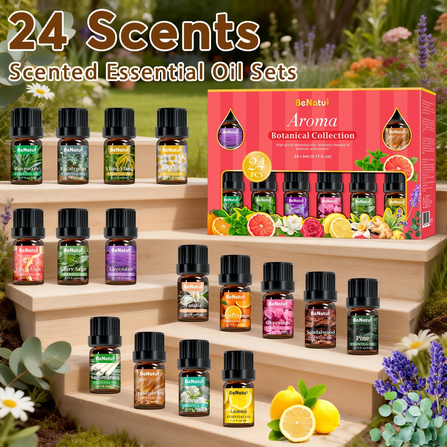 BENATU 24-Piece Essential Oil Set For Diffusers And Candles