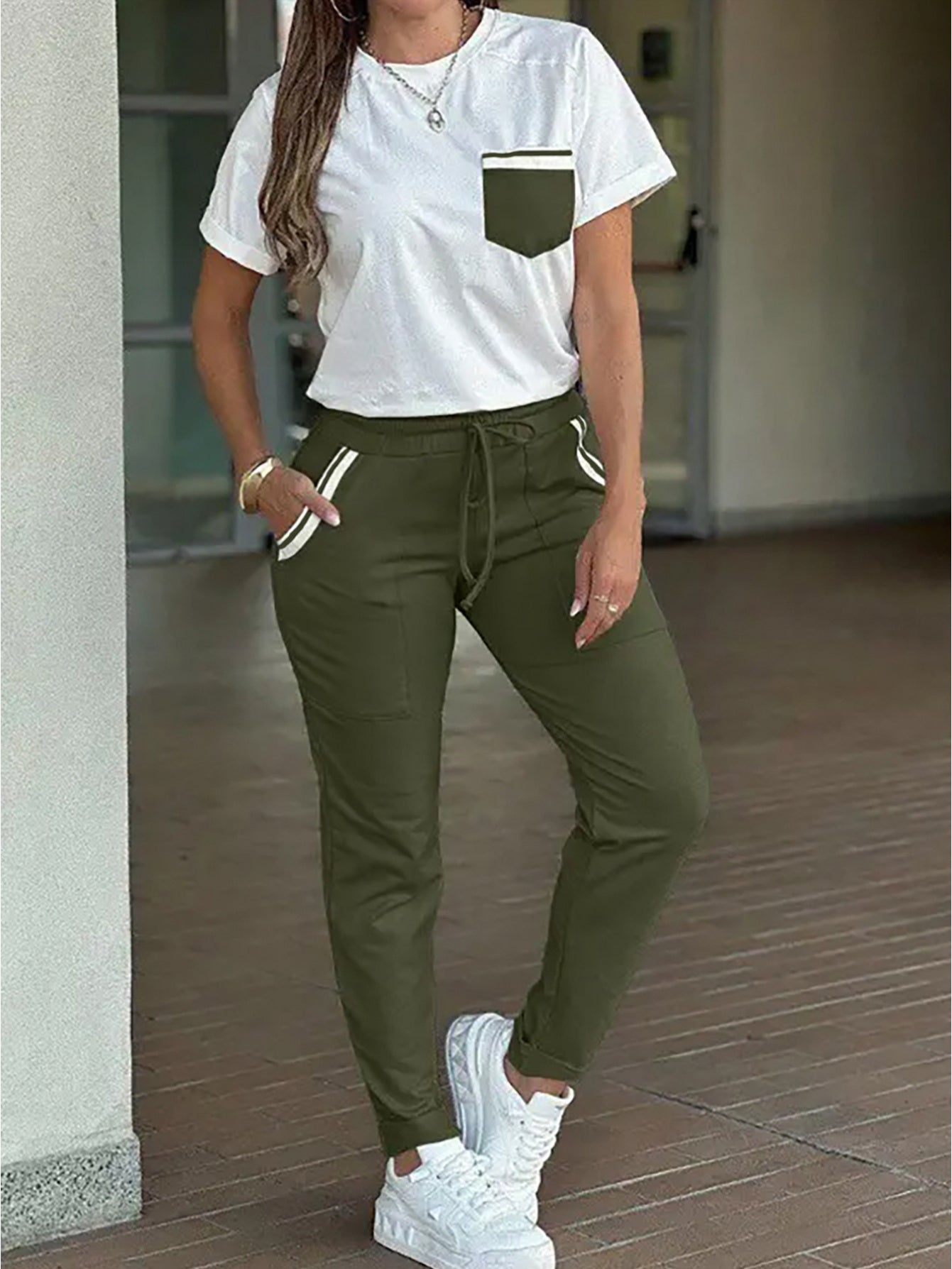 SCACTO Women's Color Block Activewear Set Breathable Gym Outfit