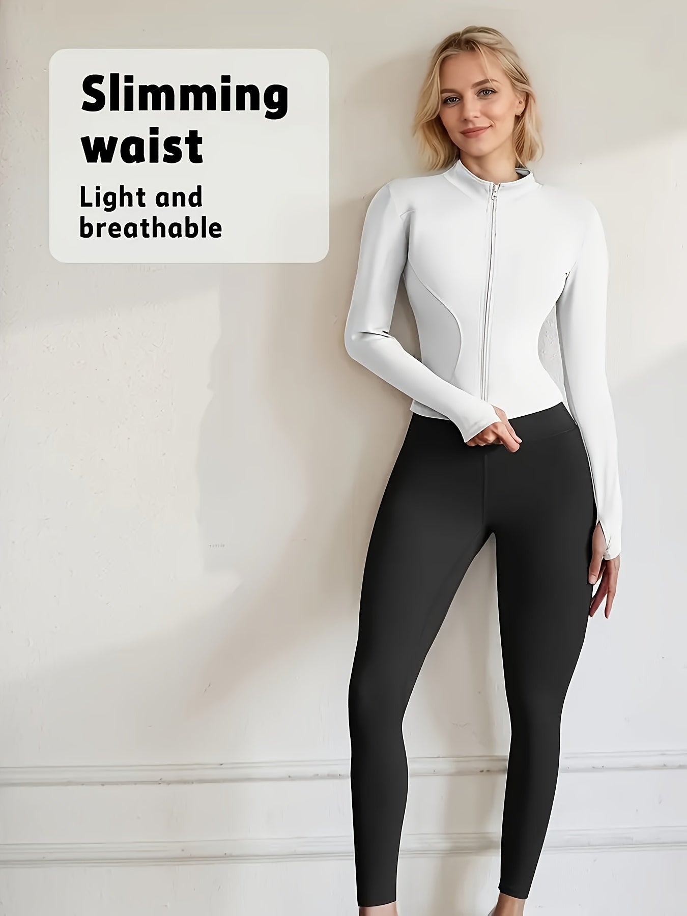 SOMOYA Women's Slim-Fit Zippered Athletic Jacket And Pants Set