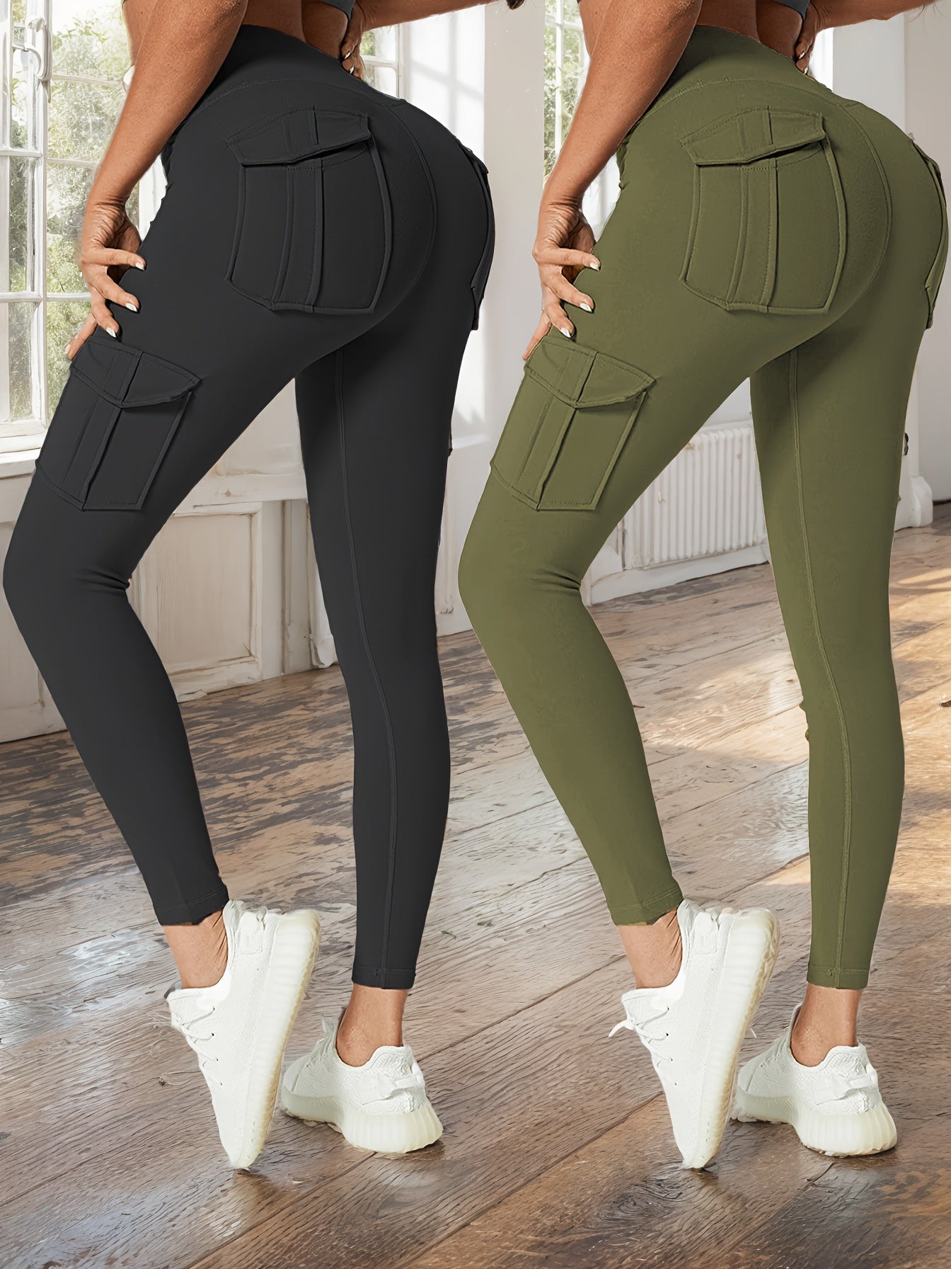 JEGGE High Waisted Yoga Leggings Set With Pockets For Running