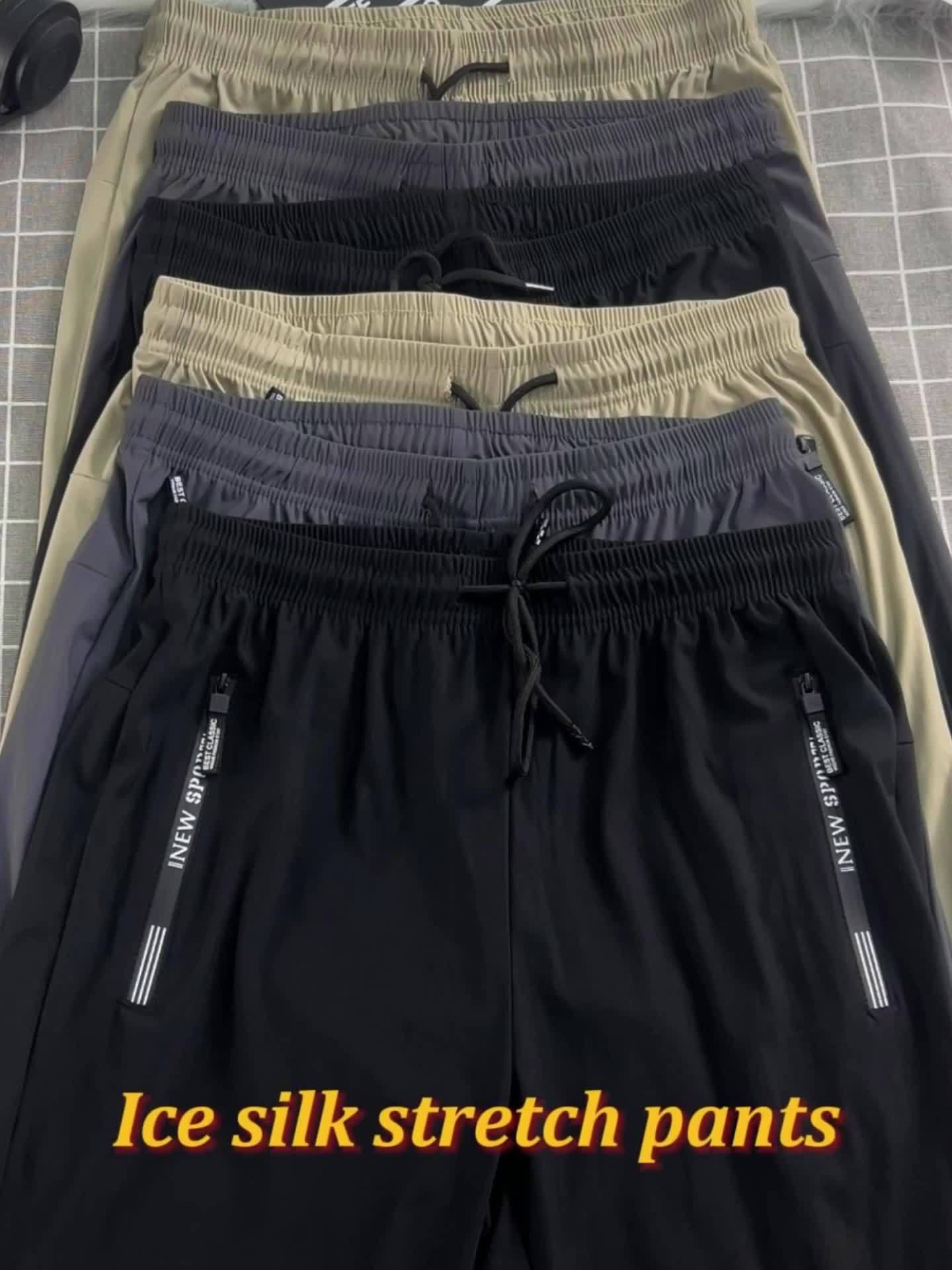 HIDKAT Men Set Breathable Stretch Pants With Zippered Pockets