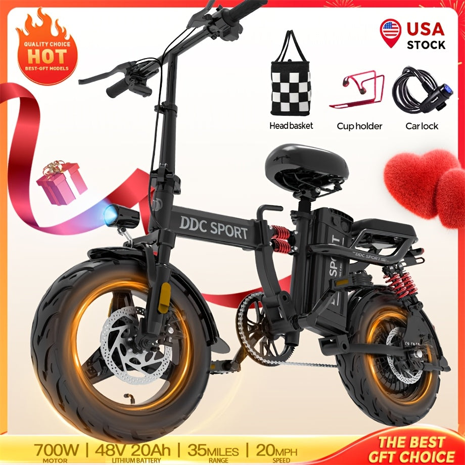 DDC SPORT Folding Electric Bike For Adults 48V 20Ah Battery