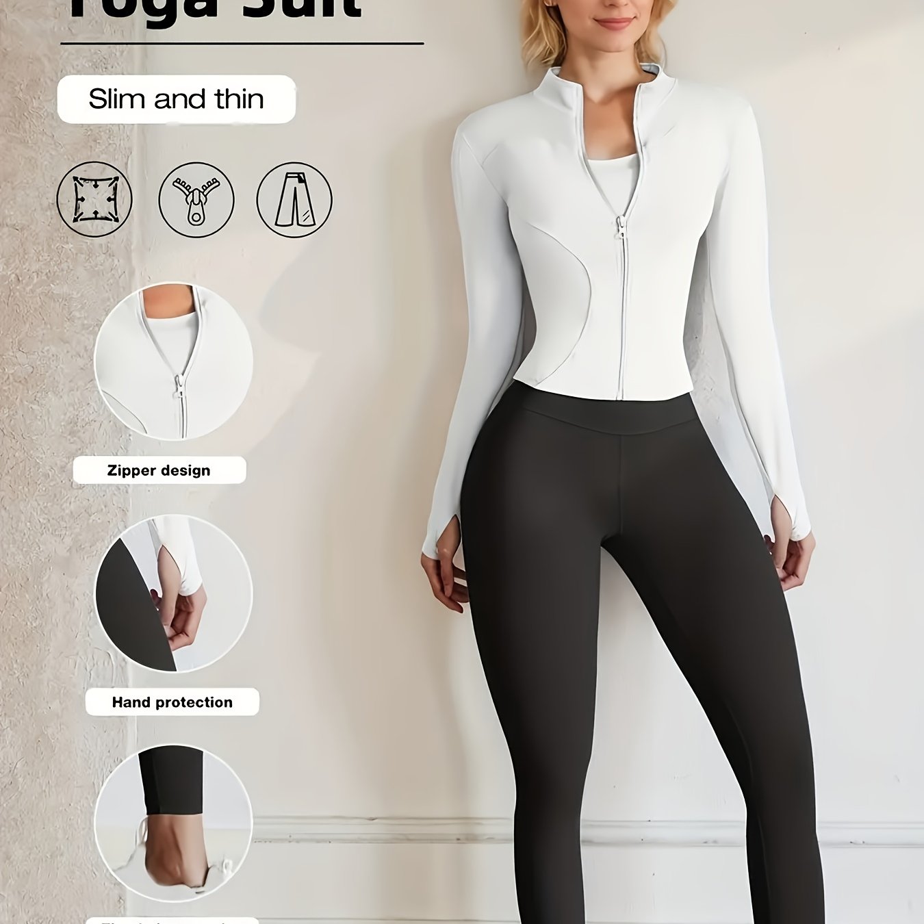 SOMOYA Women's Slim-Fit Zippered Athletic Jacket And Pants Set