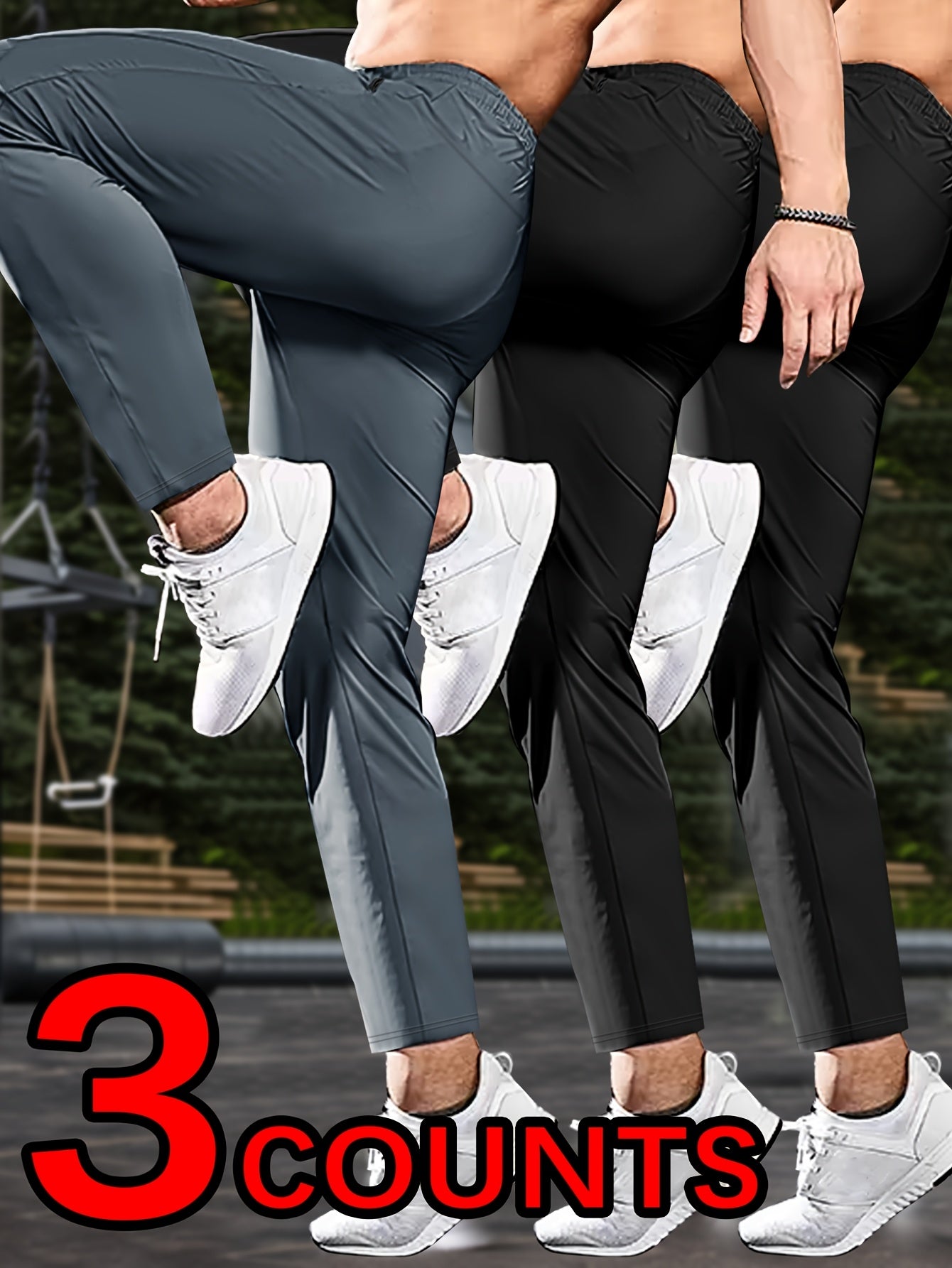 HIDKAT Men Set Breathable Stretch Pants With Zippered Pockets