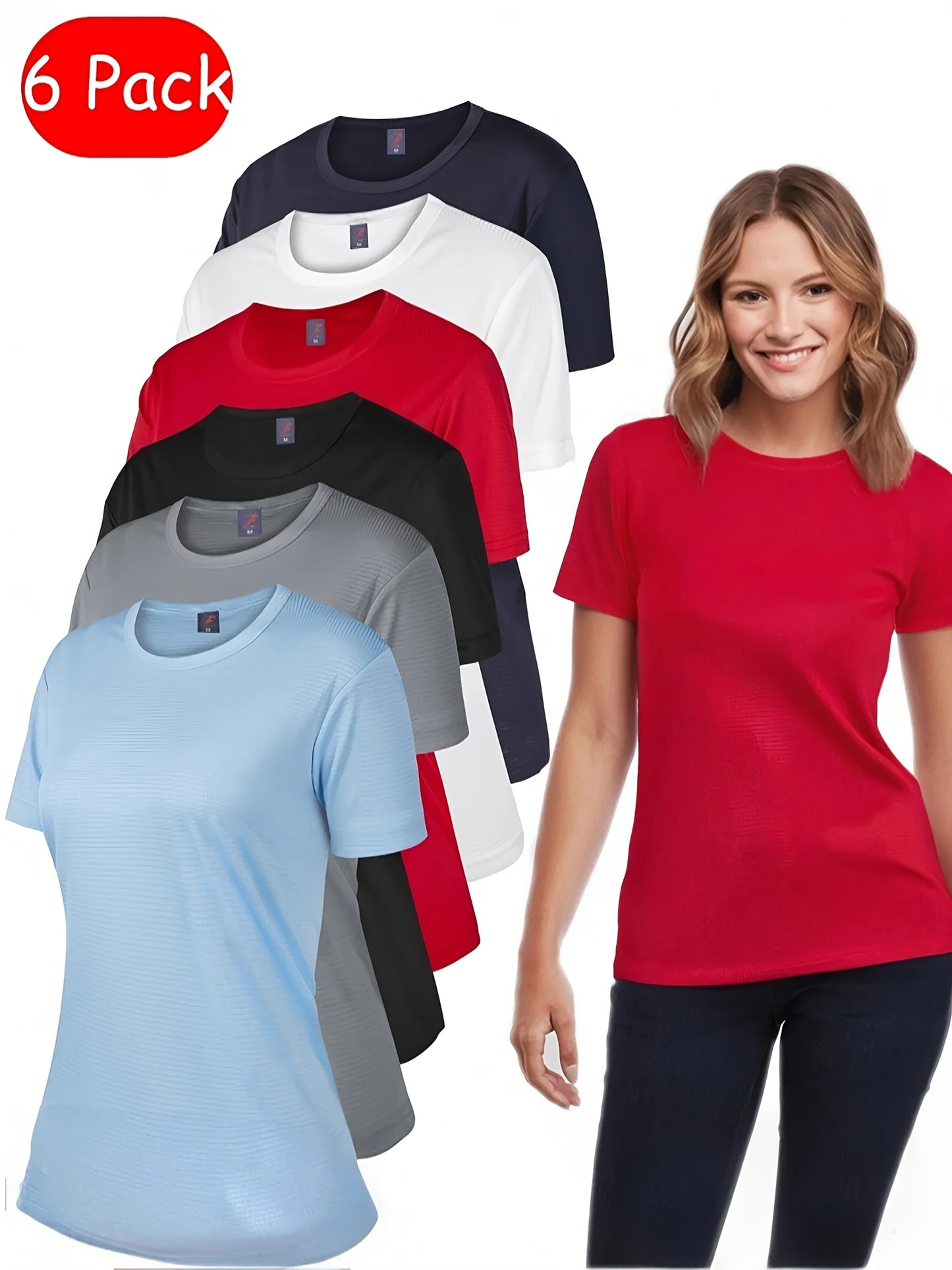 Women's Performance T-Shirts Six-Pack Breathable Moisture-Wicking