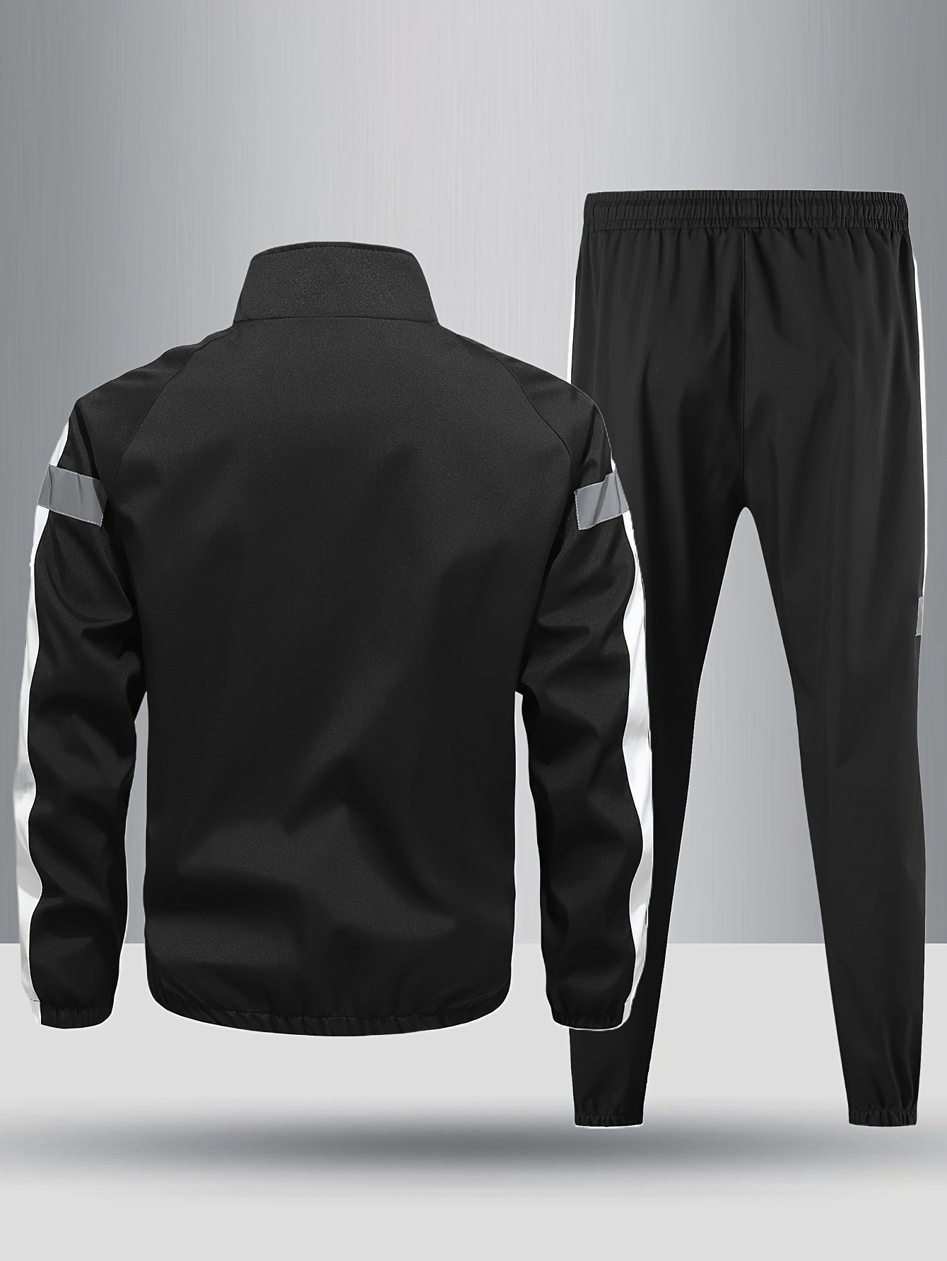 Men's Casual Sportswear Set Hooded Top Long Sleeve Striped Polyester