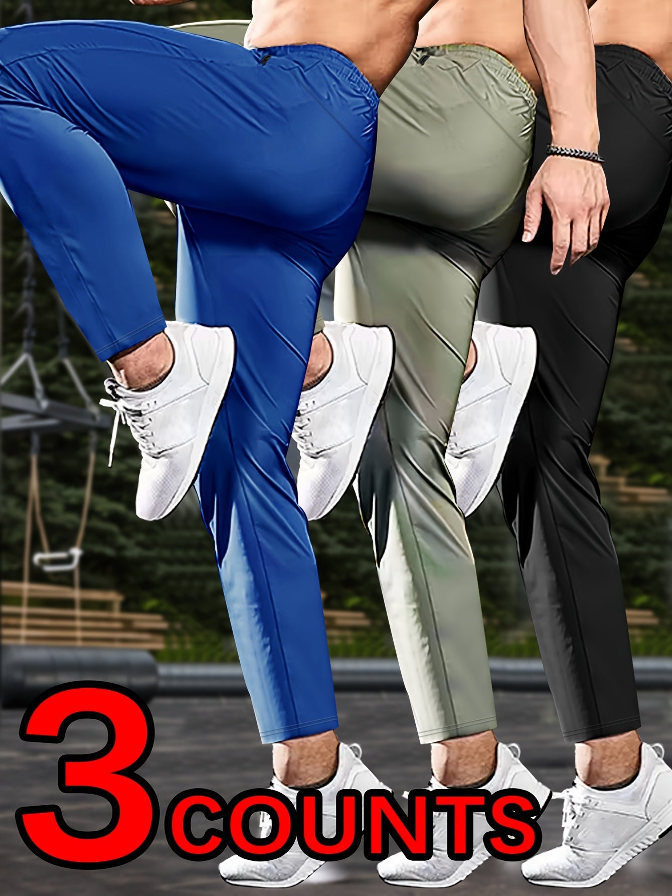 HIDKAT Men Set Breathable Stretch Pants With Zippered Pockets