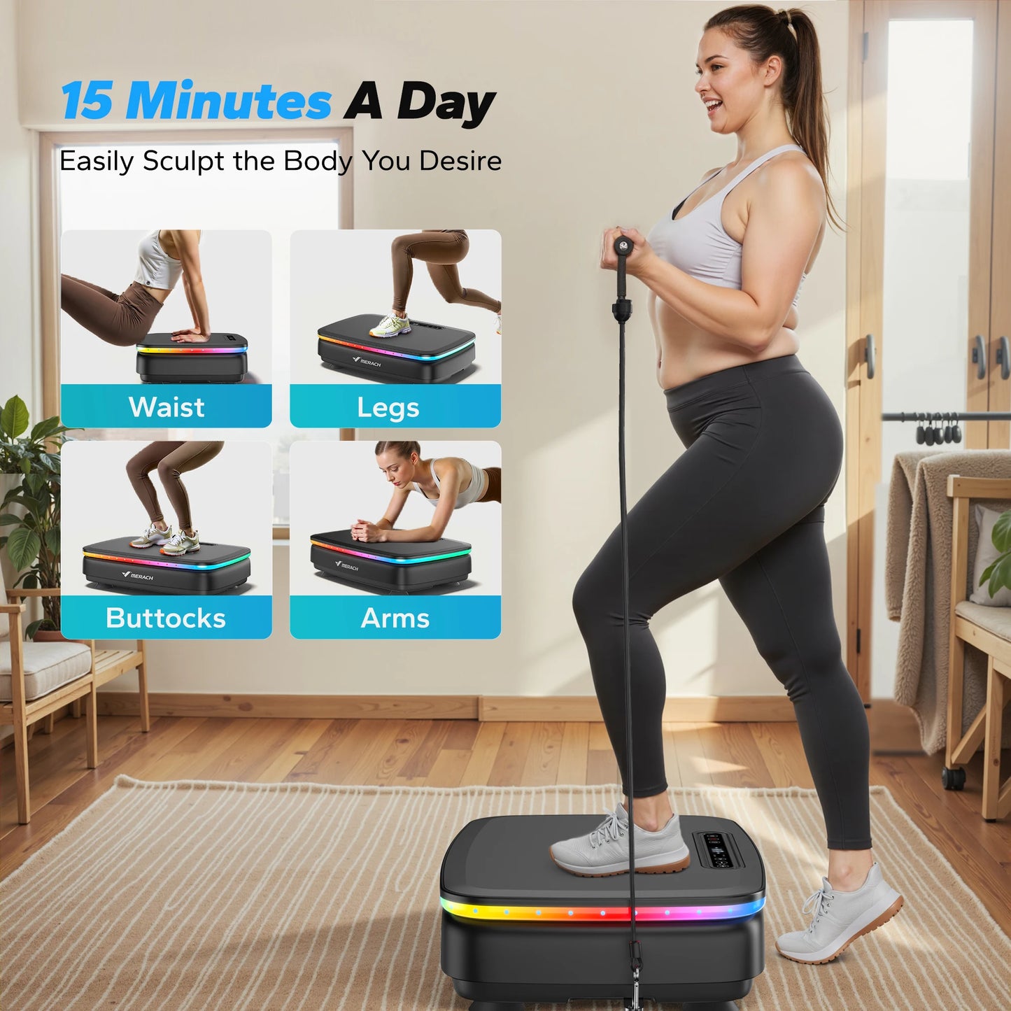 MERACH Vibration Plate Exercise Machine For Body Workout Lymphatic Drainage