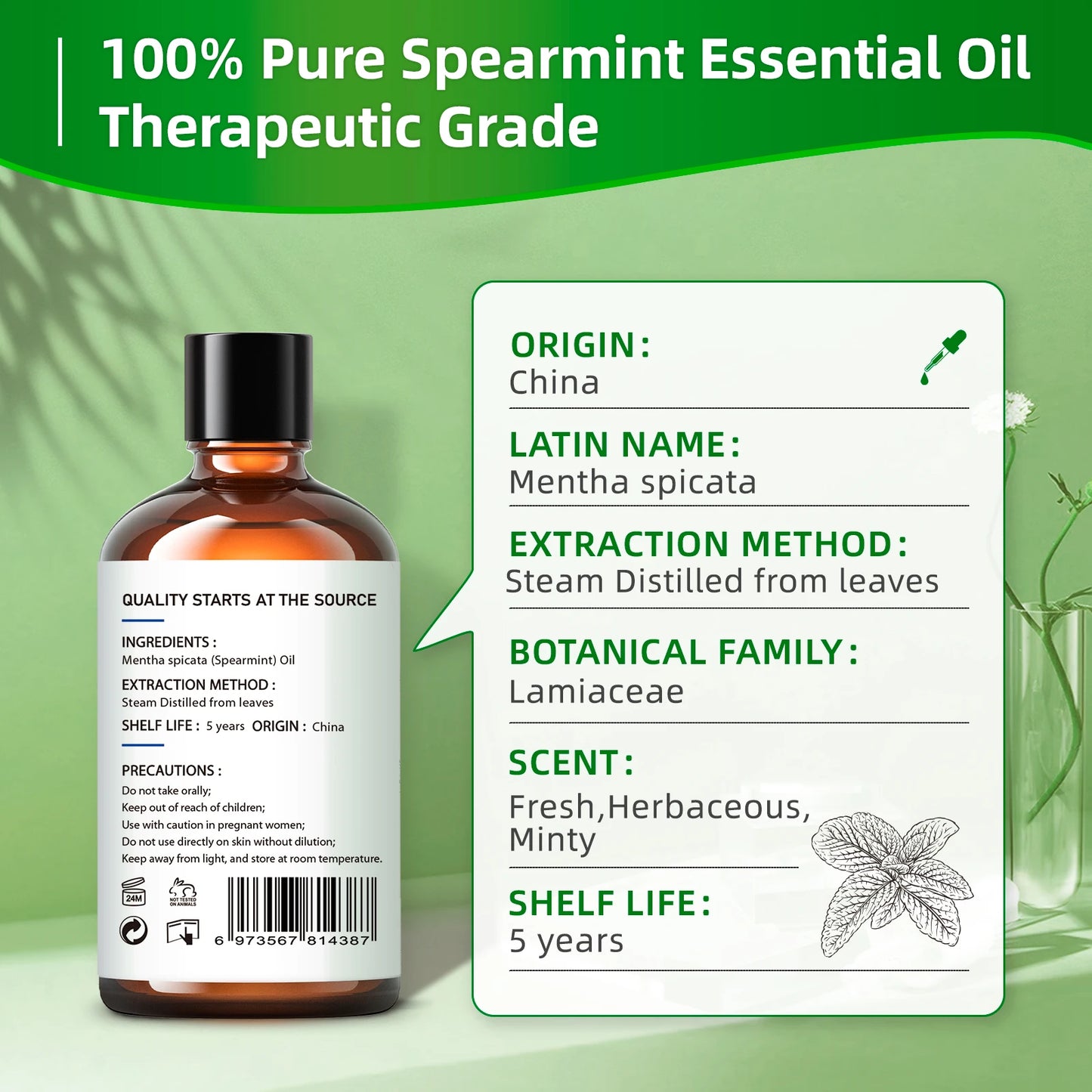 HIQILI Spearmint Vanilla Rose Cinnamon Lemon Essential Oils