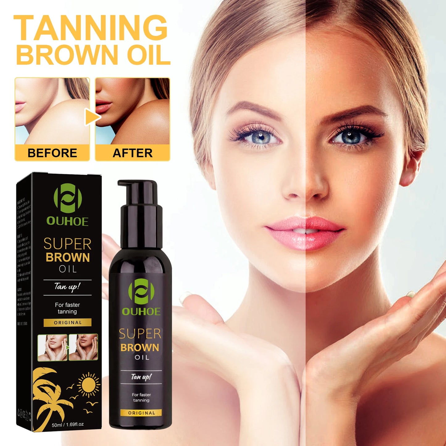 Ouhoe Tanning Oil Accelerates Prolonged Glow Hydration