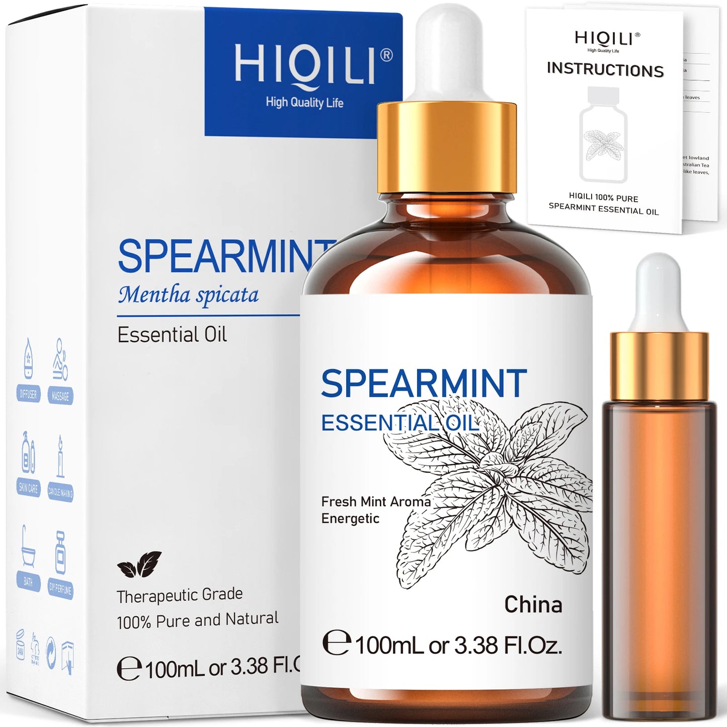HIQILI Spearmint Vanilla Rose Cinnamon Lemon Essential Oils