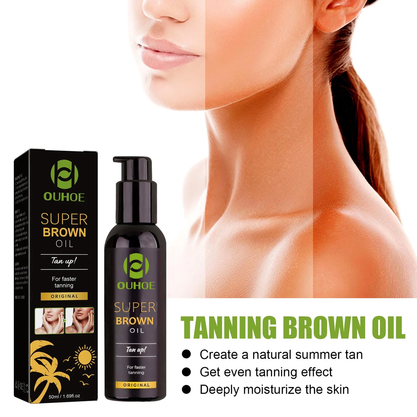 Ouhoe Tanning Oil Accelerates Prolonged Glow Hydration