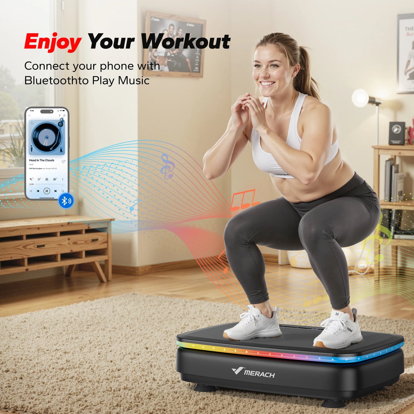 MERACH Vibration Plate Exercise Machine For Body Workout Lymphatic Drainage