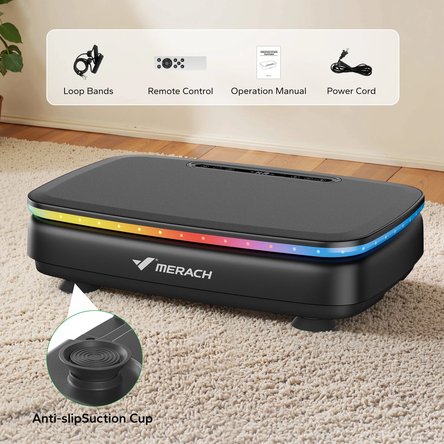 MERACH Vibration Plate Exercise Machine For Body Workout Lymphatic Drainage