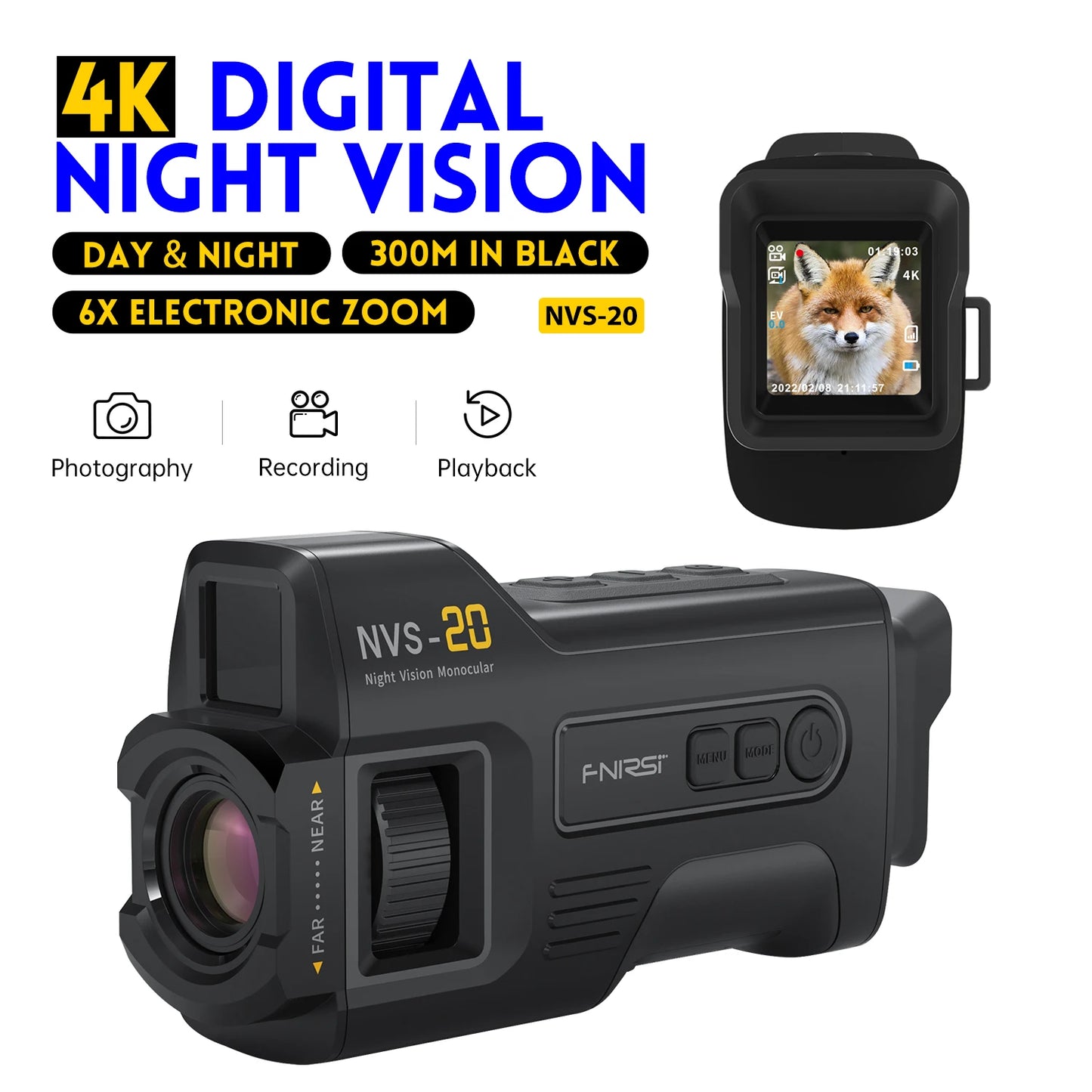 FNIRSI NVS20 4K Night Vision Monocular With 6x Zoom
