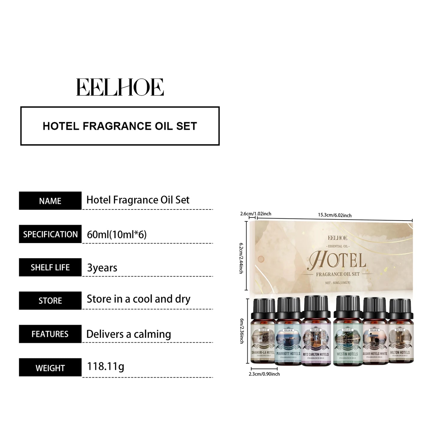 Eelhoe Aromatherapy Essential Oil Set Six Flavors For Diffuser