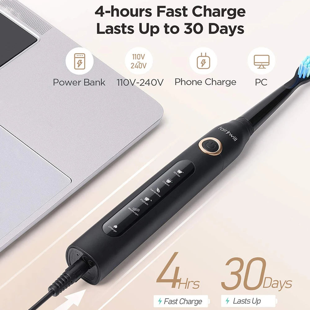 Fairywill FW507 Electric Sonic Toothbrush USB Charge
