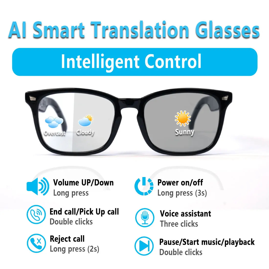 Giinova Smart Glasses With Translation App And Color Changing Lenses