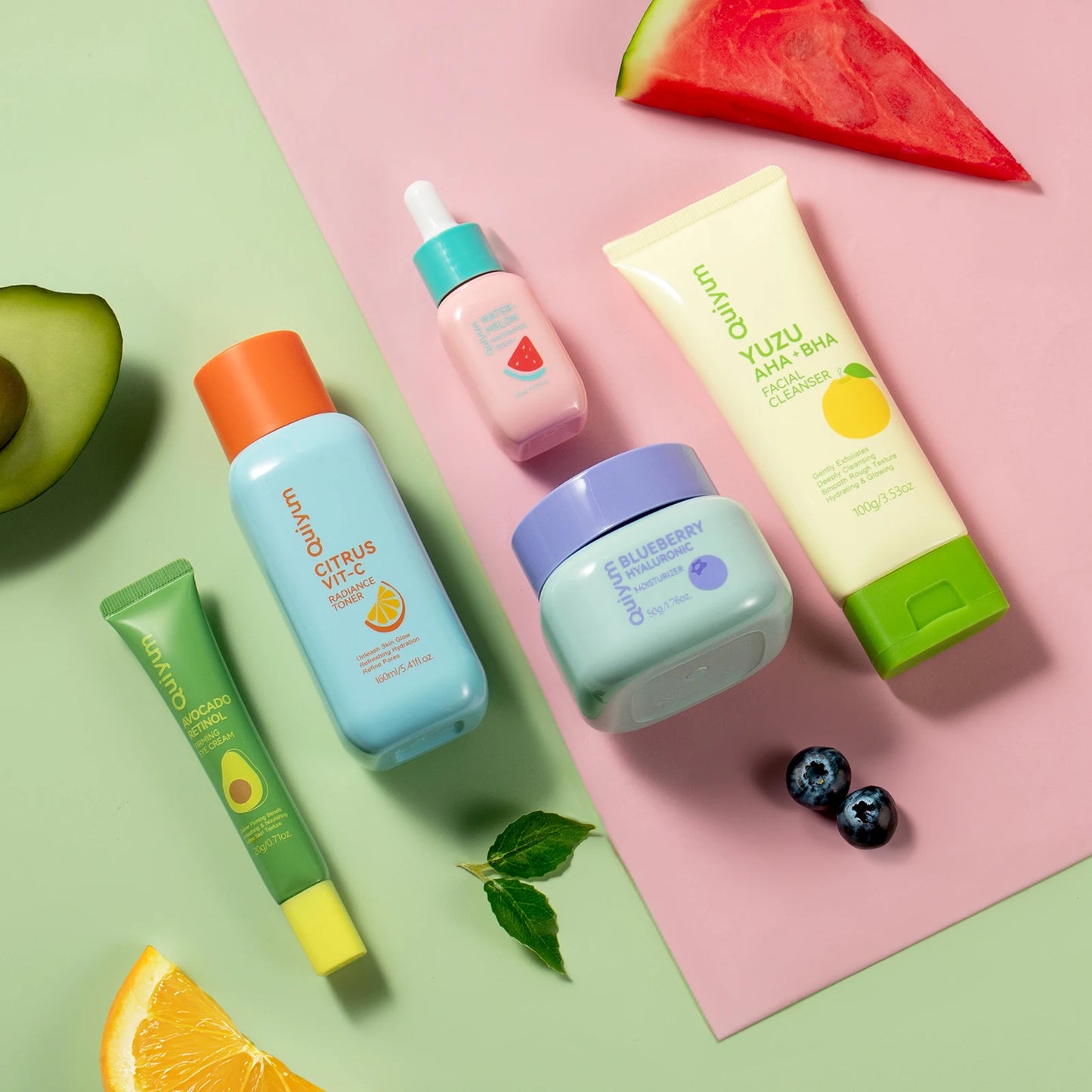 QUIYUM Fruit Fresh Collection 5-Piece Skincare Set Brightening Hydrating