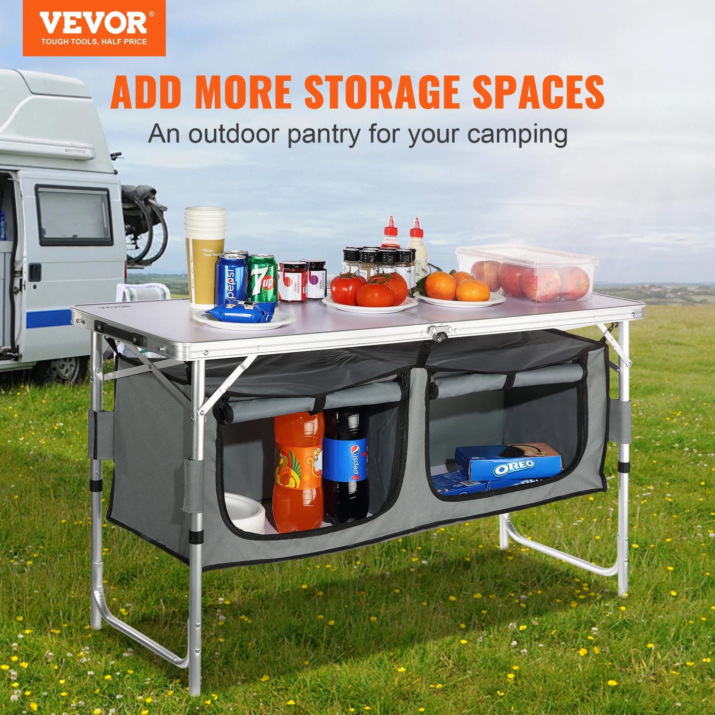 VEVOR Outdoor Camping Kitchen Table Folding Quick Setup