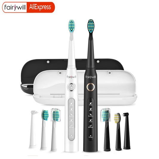 Fairywill FW D7 Sonic Electric Toothbrush Set With USB Charging