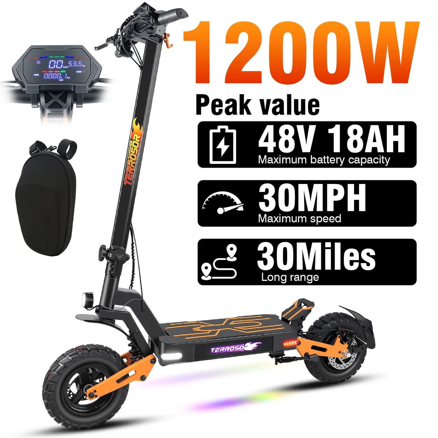 LELEKUAIC 1200W Electric Scooter For Adults 28 MPH Top Speed