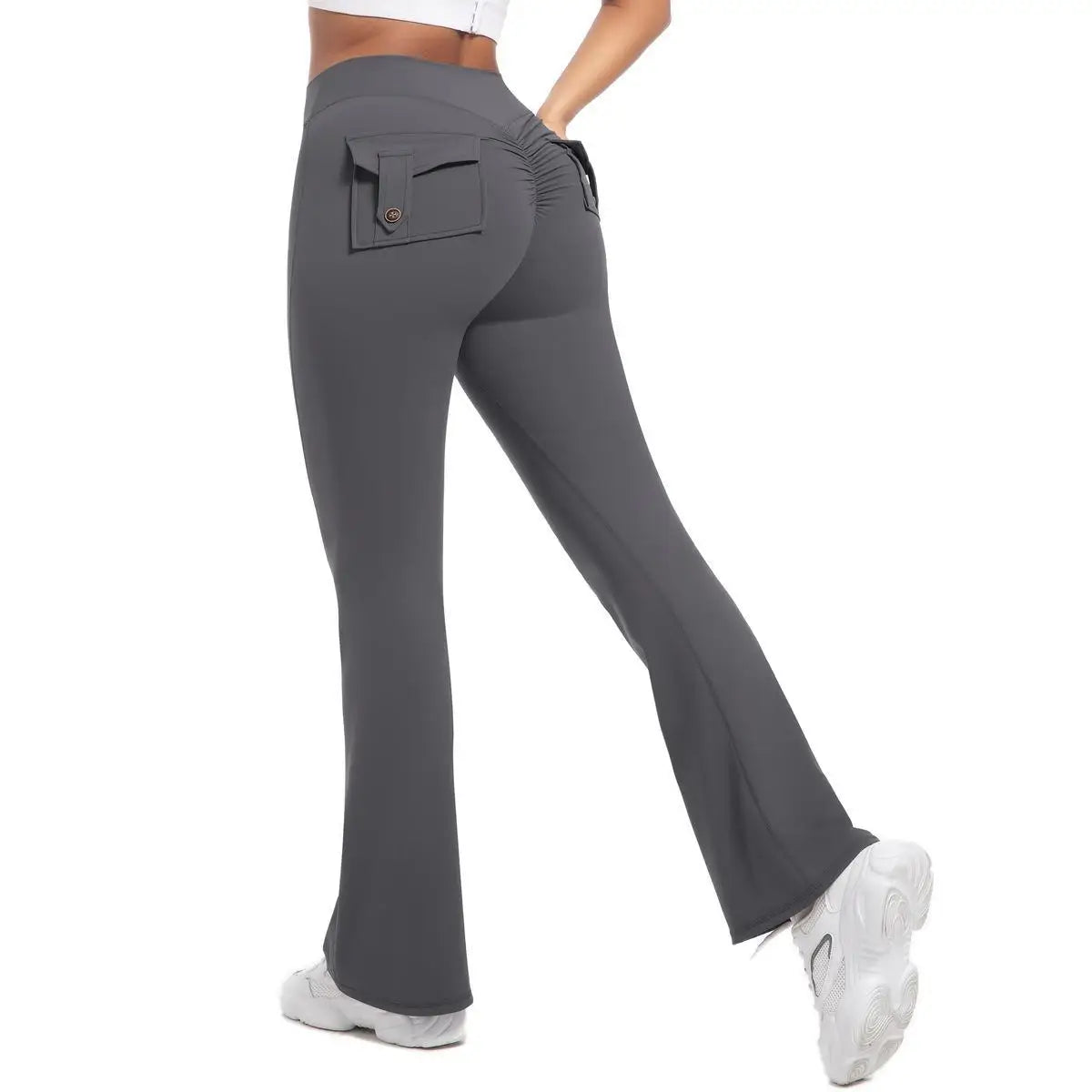 Women's Yoga Flare Trousers High Waist Wide Leg Pockets