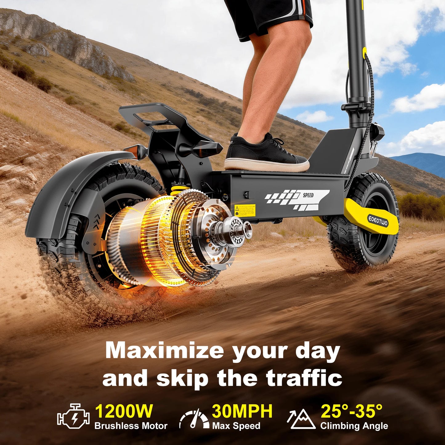 EOEOTWO GT06 Electric Scooter 30 MPH 1200W Dual Suspension
