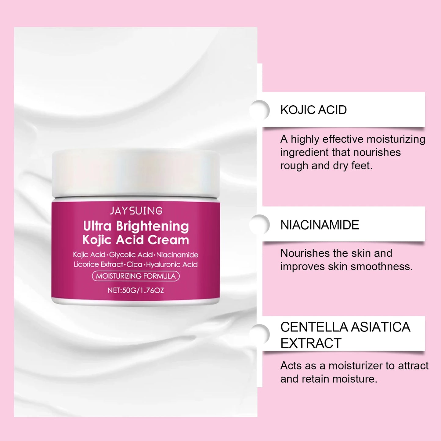 Kojic Acid Brightening Cream With Hyaluronic Acid Moisturizer