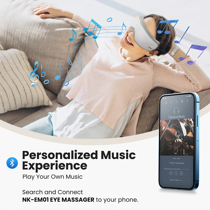 Eye Massager With Heat And Bluetooth For Migraine Relief Sleep