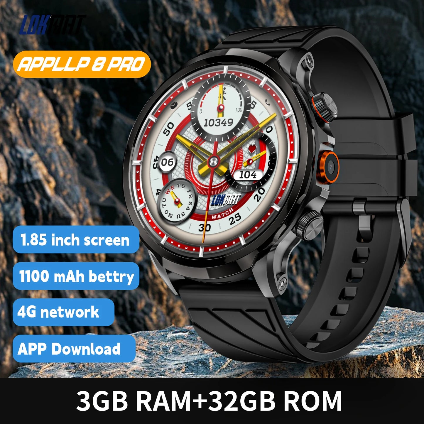 LOKMAT APPLLP 8 Pro Android Smartwatch Phone 4G WiFi Camera