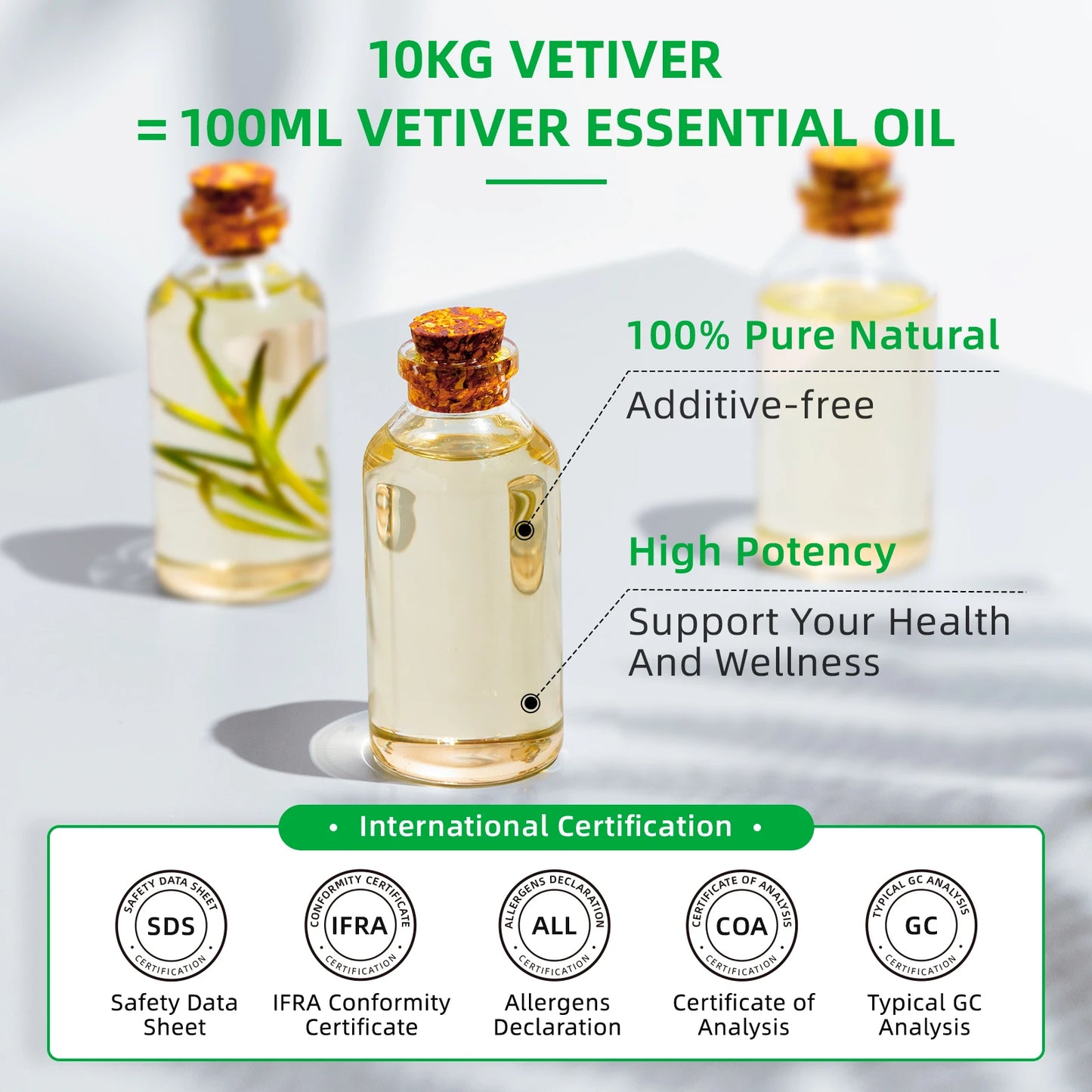 HIQILI Vetiver Essential Oil Pure Steam Distilled For Aromatherapy