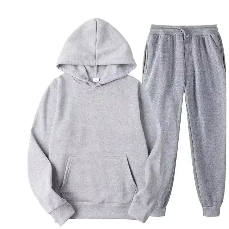 NONECN Velvet Warm Hoodie Jogger Set