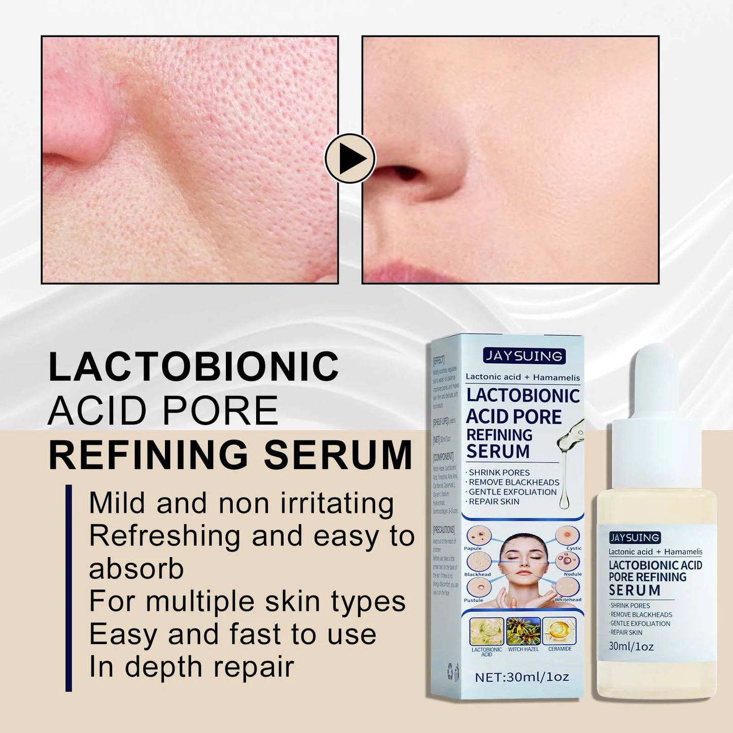 Jaysuing Lactic Acid Serum Exfoliating Pore Refining Hydrating Essence