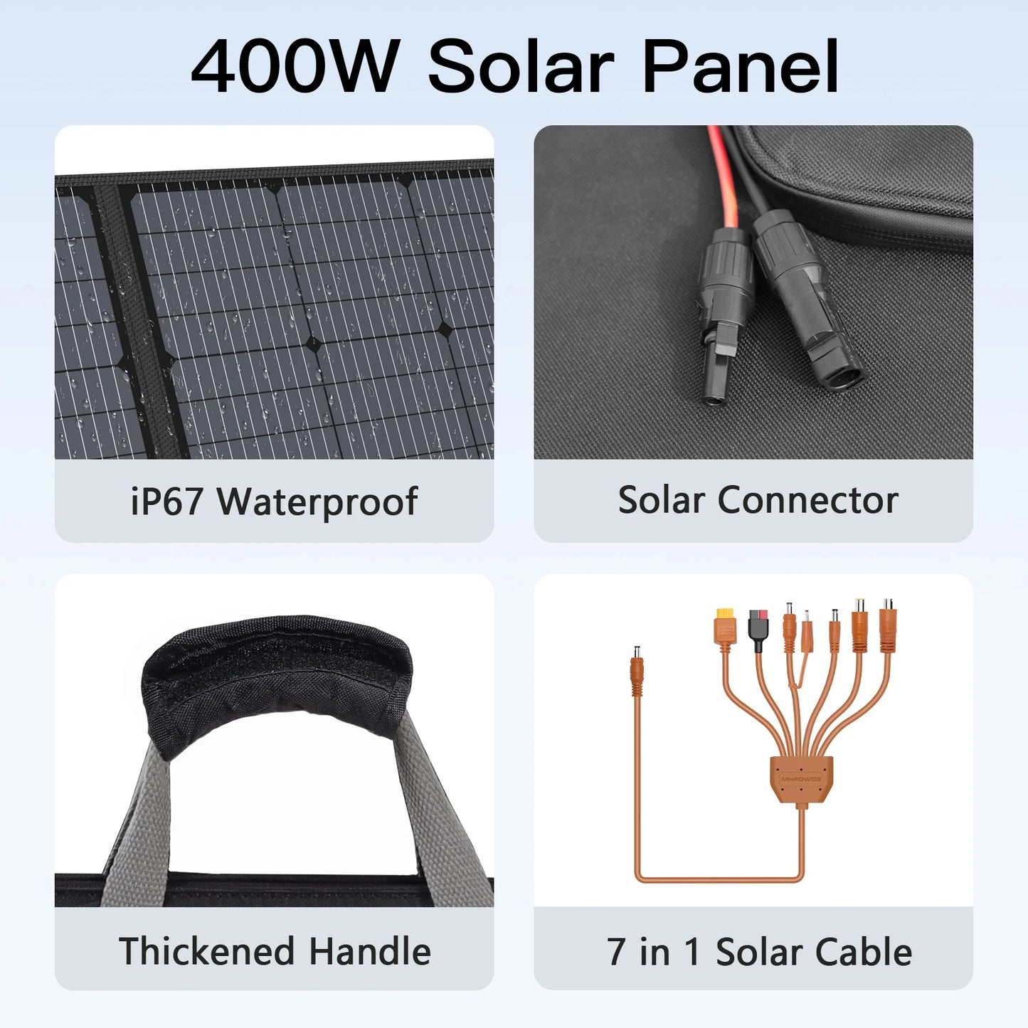 MHPOWOS 400W Foldable Portable Solar Charger Outdoors