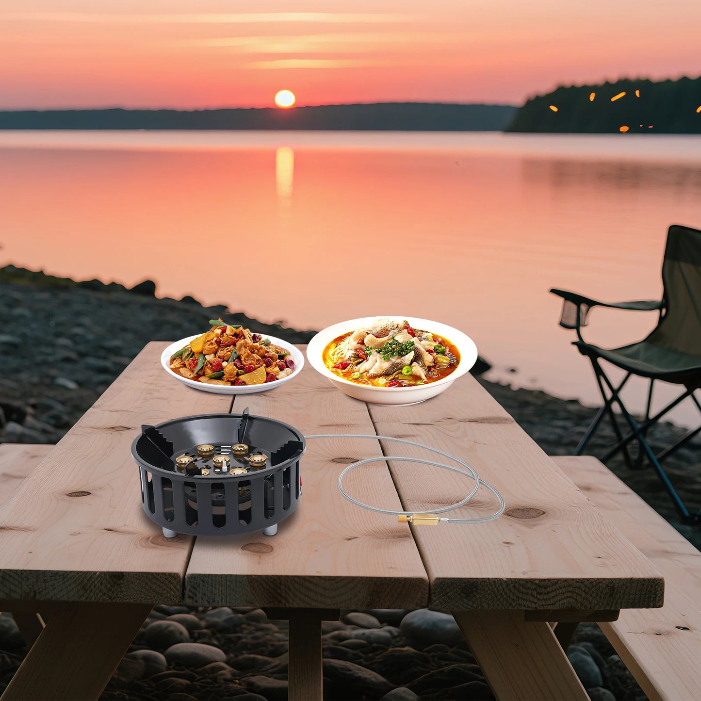 Portable 21000W Butane Camping Stove With Adapters For Outdoor Cooking