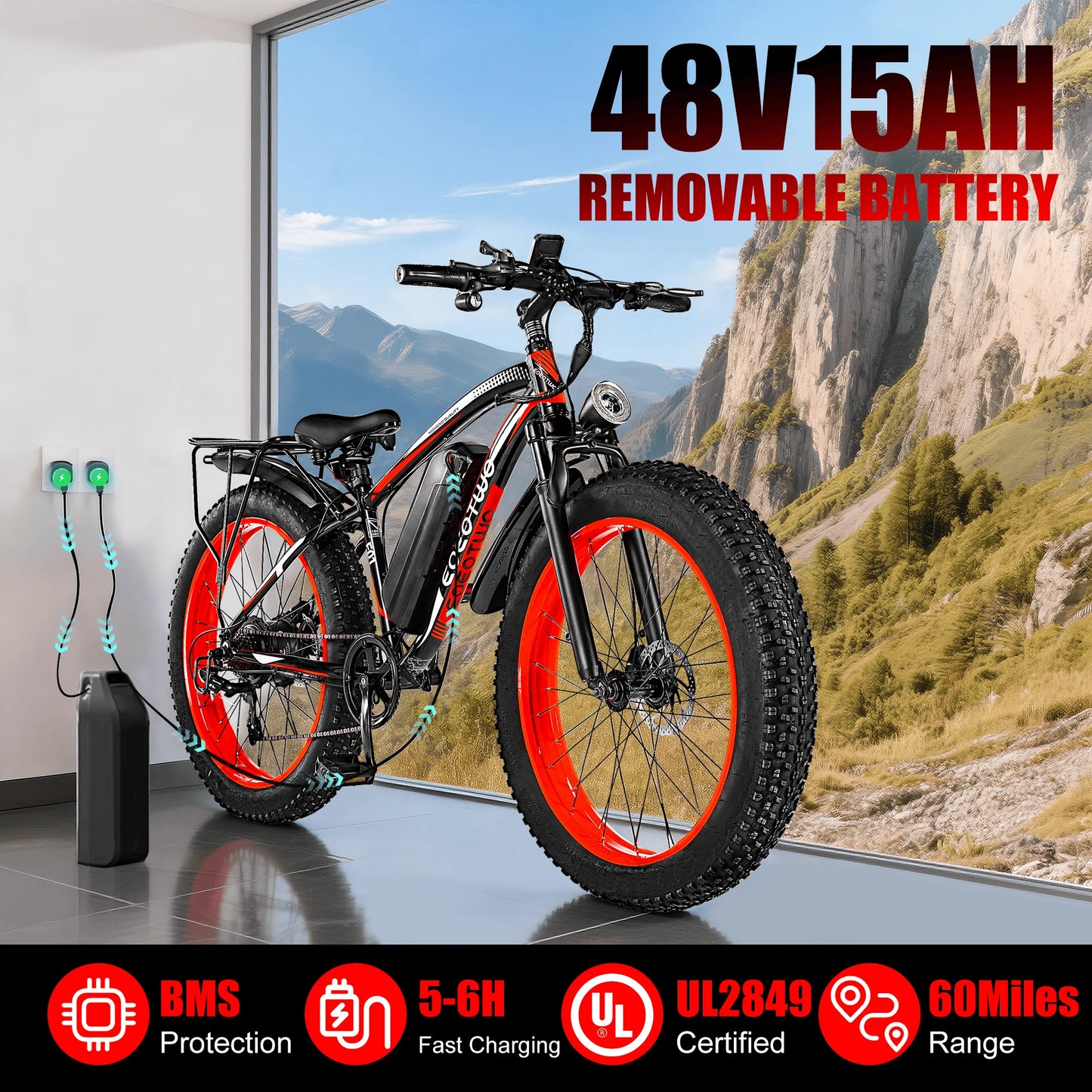 EOEOTWO E01 Electric Mountain Bike 34 MPH 1500W Peak