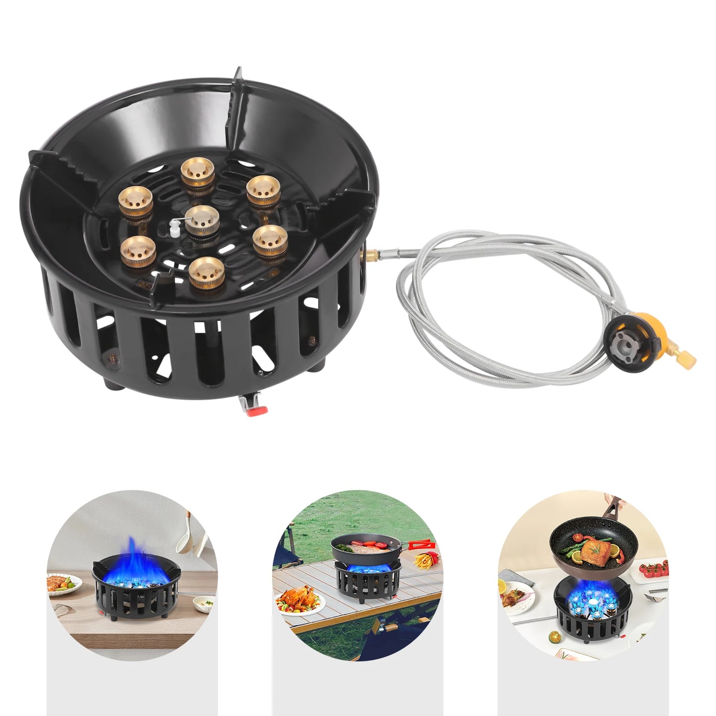 Portable Camping Stove With Three Adapters And Storage Bag