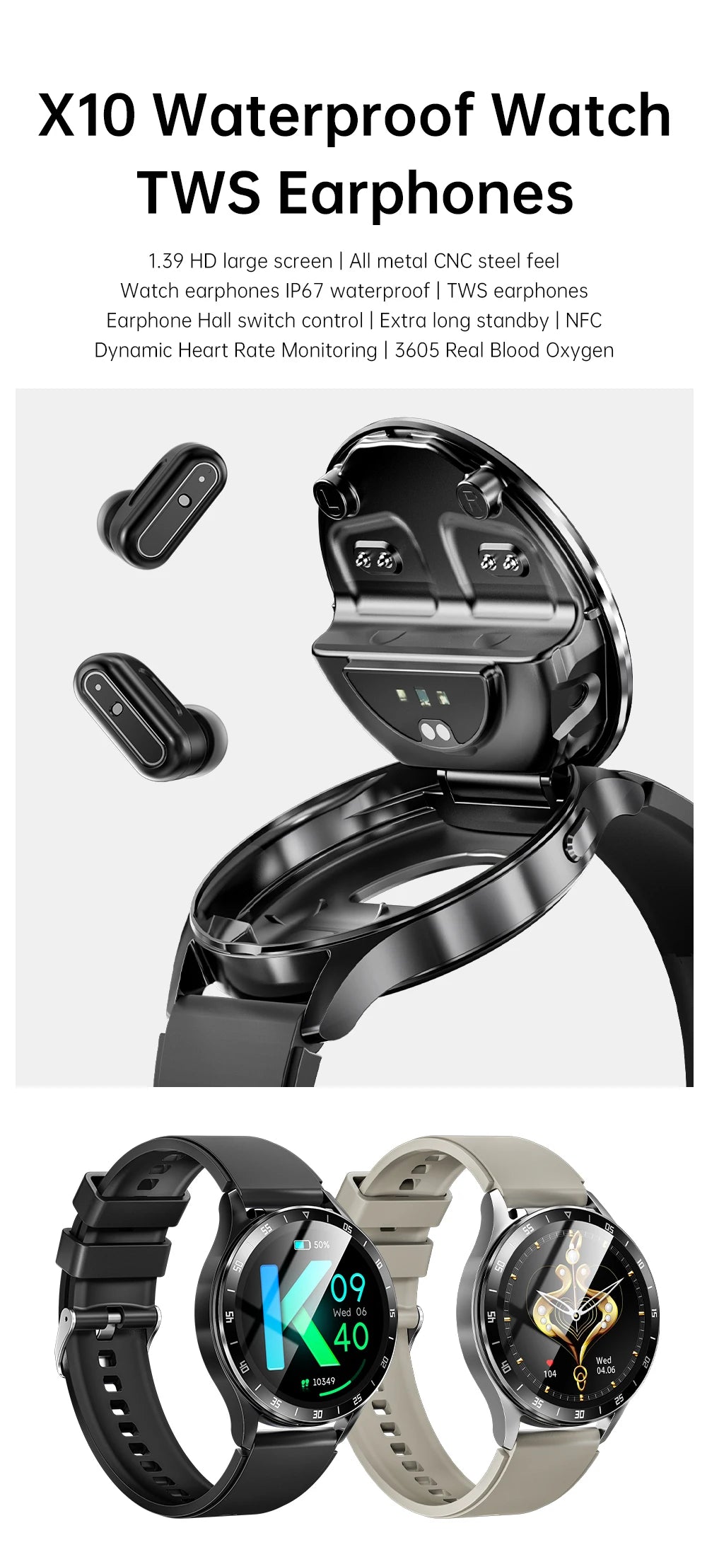 Smartwatch With Bluetooth Call NFC Waterproof Fitness Tracker