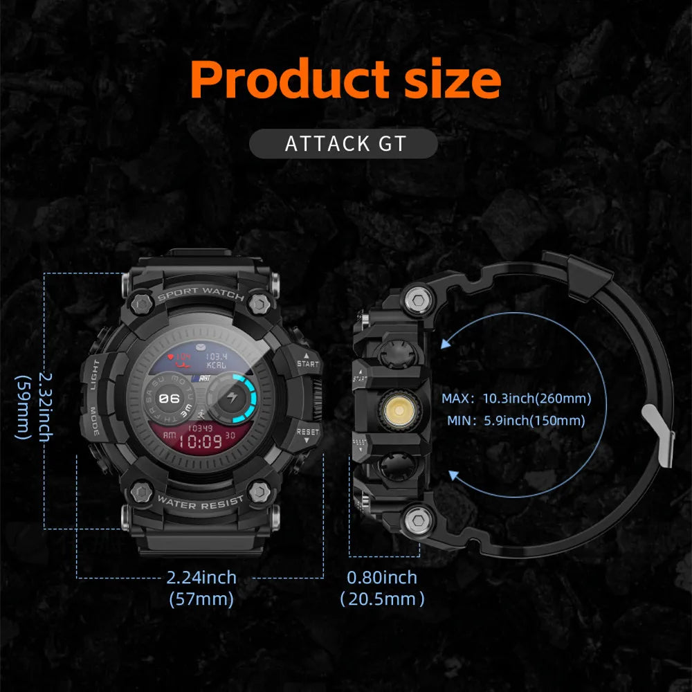 LOKMAT Attack-GT Rugged Sport Smartwatch With Bluetooth Calls